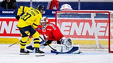 Andre Petersson pi nájezdu na Leonarda Genoniho.