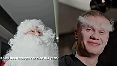 Z fotbalového h�i�t� ke zvonk�m. Haaland se p�evlékl za Santu a �okoval d�ti