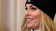 Lindsey Vonnová na tiskové konferenci ve Svatém Mo�ici.