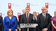 Tisková konference nov jmenovaného kabinetu Andreje Babie (ANO) sloeného ze...