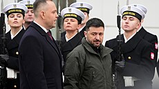 Polský prezident Karol Nawrocki a ukrajinský prezident Volodymyr Zelenskyj...