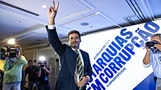 Andre Ventura, p�edseda strany Chega, po komunálních volbách v sídle strany v...