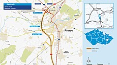 Mapa posledního úseku D1, který byl otev�ený 19. prosince 2025.