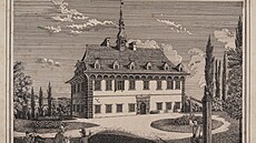 Zámek vystav�ný Janem Buk�vkou v T�eme�ku u �umperka v roce 1587. Kresba J. E....