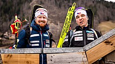 Spokojený Vít�zslav Hornig a naopak velmi rozmrzelý Michal Kr�má� po sprintu v...