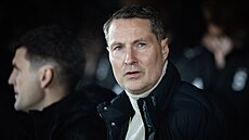 Spar�anský kou� Brian Priske p�i utkání s Aberdeenem.