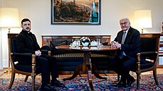 Ukrajinský prezident Volodymyr Zelenskyj v paláci Bellevue v Berlín� na setkání...