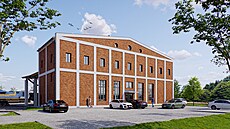 Vizualizace �elezni�ního muzea, které v Dolní Lipce postaví Pardubický kraj.