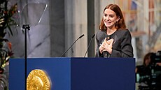 Nobelovu cenu míru za svou matku Mariu Corina Machadovou v Oslu p�evzala její...