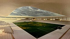 Vizualizace budoucí podoby mstského fotbalového stadionu na Srbské v Brn.