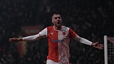 Tomá Chorý se raduje po gólu v utkání proti Jablonci.