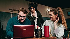 P�edstavení Spole�enstva vlastník� vy�aduje od �trnácti herc� Horáckého divadla...