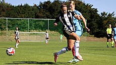 Eli�ka Stropková (v �ernobílém) bojuje o mí�.