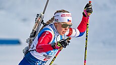 Tereza Voborníková pi sprintu v Hochfilzenu.