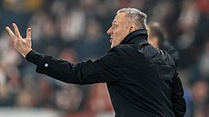 Jablonecký trenér Lubo Kozel bhem zápasu na Slavii.