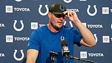 Philip Rivers z Indianapolis Colts na pozápasové tiskové konferenci