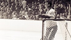 Terry Sawchuk v brance Los Angeles Kings se svou ikonickou maskou.