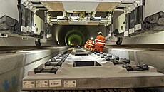 Práce v Koralmském tunelu