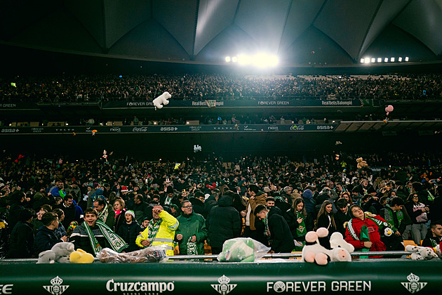 Dojemná vánoční tradice. Fanoušci naházeli na hřiště 15 tisíc plyšáků