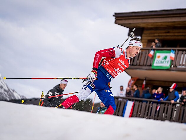 Mikul� Karl�k b�hem st�hac�ho z�vodu v Le Grand Bornand.