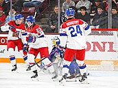 �e�i slaví gól proti Finsku po tref� Mat�je Kubiesy.