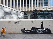 Banksyho dílo u v�e Centre Point v Londýn�. (22. prosince 2025)