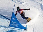 Zuzana Mad�rová (vlevo) na trati paralelního slalomu v Davosu