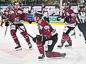 Spar�anský kapitán Filip Chlapík slaví trefu proti Kanad�.