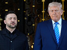 Snímky ze setkání prezident� Donalda Trumpa a Volodymyra Zelenského v Palm...