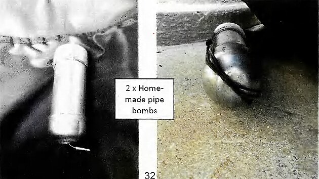 Fotografie po dom�cku vyroben�ch bomb, zve�ejn�n� soudy Nov�ho Ji�n�ho Walesu...