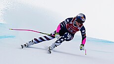 Lindsey Vonnová na trati superob�ího slalomu ve Val d'Isere.
