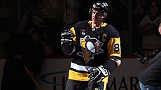 Sidney Crosby z Pittsburghu slaví výhru nad Montrealem.