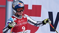 Ester Ledecká v cíli super-G ve Val d�Isere