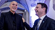 Volební �táb strany Motoristé sob�. Zleva Richard chlad a Petr Macinka. (4....