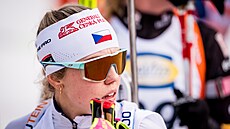 Tereza Voborníková v cíli stíhacího závodu.