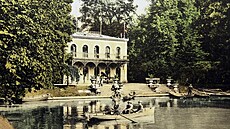 Rybá�ský pavilon v Podzámecké zahrad� v Krom��í�i na dobové pohlednici