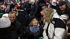 Greta Thunbergová na propalestinské akci v irském Dublinu. (18. prosince 2025)