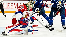 Michal Or�ulák zasahuje v utkání proti Finsku.