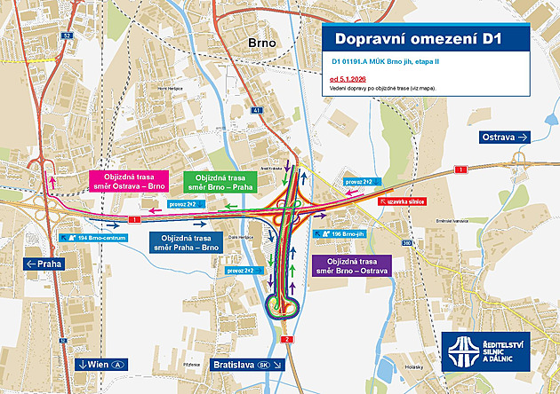 Řidiče na D1 i D2 v Brně čeká noční omezení, naváže uzavírka poloviny obou dálnic