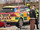 Nehoda dvou vozidel v Praze. Srazilo se i auto z�chrann� slu�by. (3. ledna 2026)