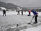 Lidé bruslí na zamrzlém jeze�e Na Stanoch v Novém Hrozenkov� na Vsetínsku. (31....