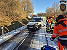Z�chran��i u nehody mezi Z�dve�icemi a Vizovicemi na Zl�nsku. (3. leden 2026)