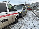 Tramvajovou dopravu na pra�sk�m Barrandov� zastavila v p�tek r�no sr�ka dvou...