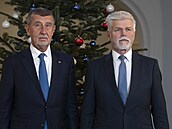 Na novoro�ní ob�d se se�li prezident Petr Pavel a premiér Andrej Babi� (ANO)....