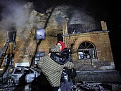 D�m zasa�ený ruským dronovým útokem. (9. ledna 2026)