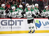 Radek Faksa se spoluhrá�i slaví svoji druhou branku v sezon�.