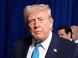 Prezident Donald Trump po tiskové konferenci v Mar-a-Lago (3. ledna 2026)