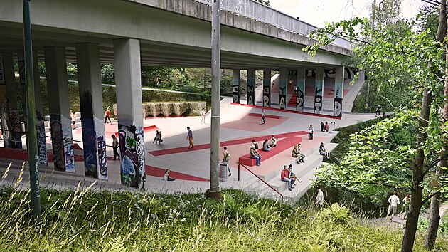 Kancel�� architekta m�sta Zl�na m� n�vrh, jak by mohl vypadat Kozl�v �leb pod mostem na s�dli�ti Ji�n� Svahy. (leden 2026)