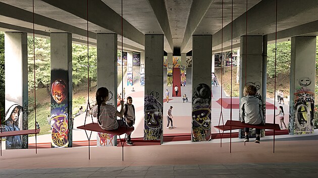 Kancel�� architekta m�sta Zl�na m� n�vrh, jak by mohl vypadat Kozl�v �leb pod mostem na s�dli�ti Ji�n� Svahy. (leden 2026)