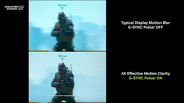 Uk�zka efektu technologie G-SYNC Pulsar